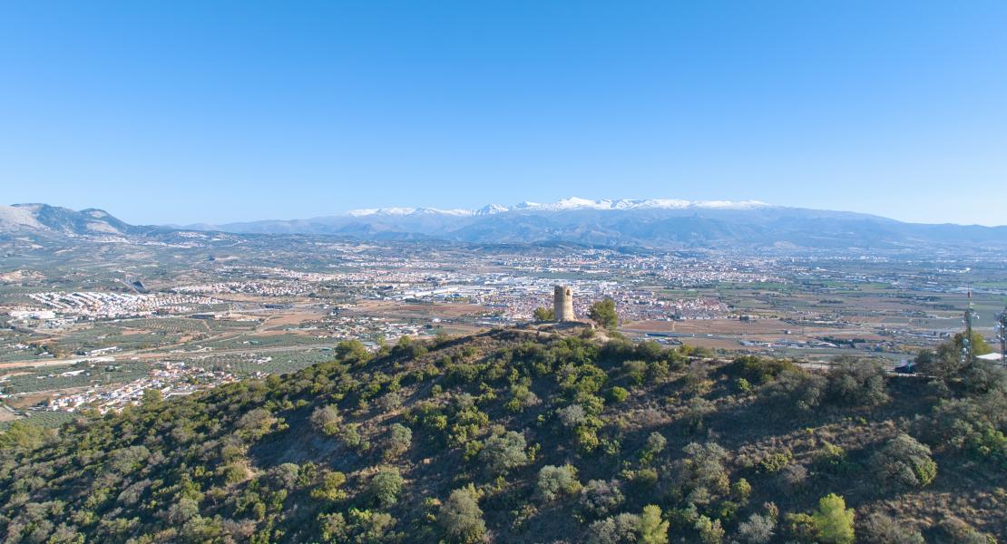 Panorámico del torreón, la vega y Sierra Nevada - Fotografía: Ayuntamiento de Albolote